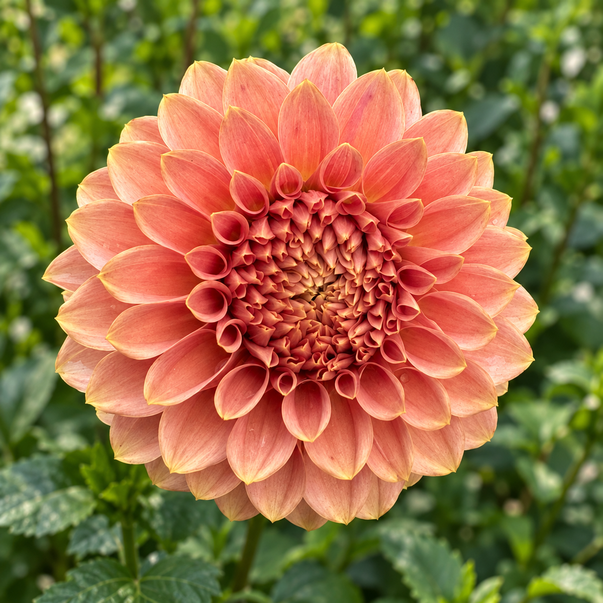 KA’s Coral Sea dahlia bloom at Peep & Petal Flower Farm