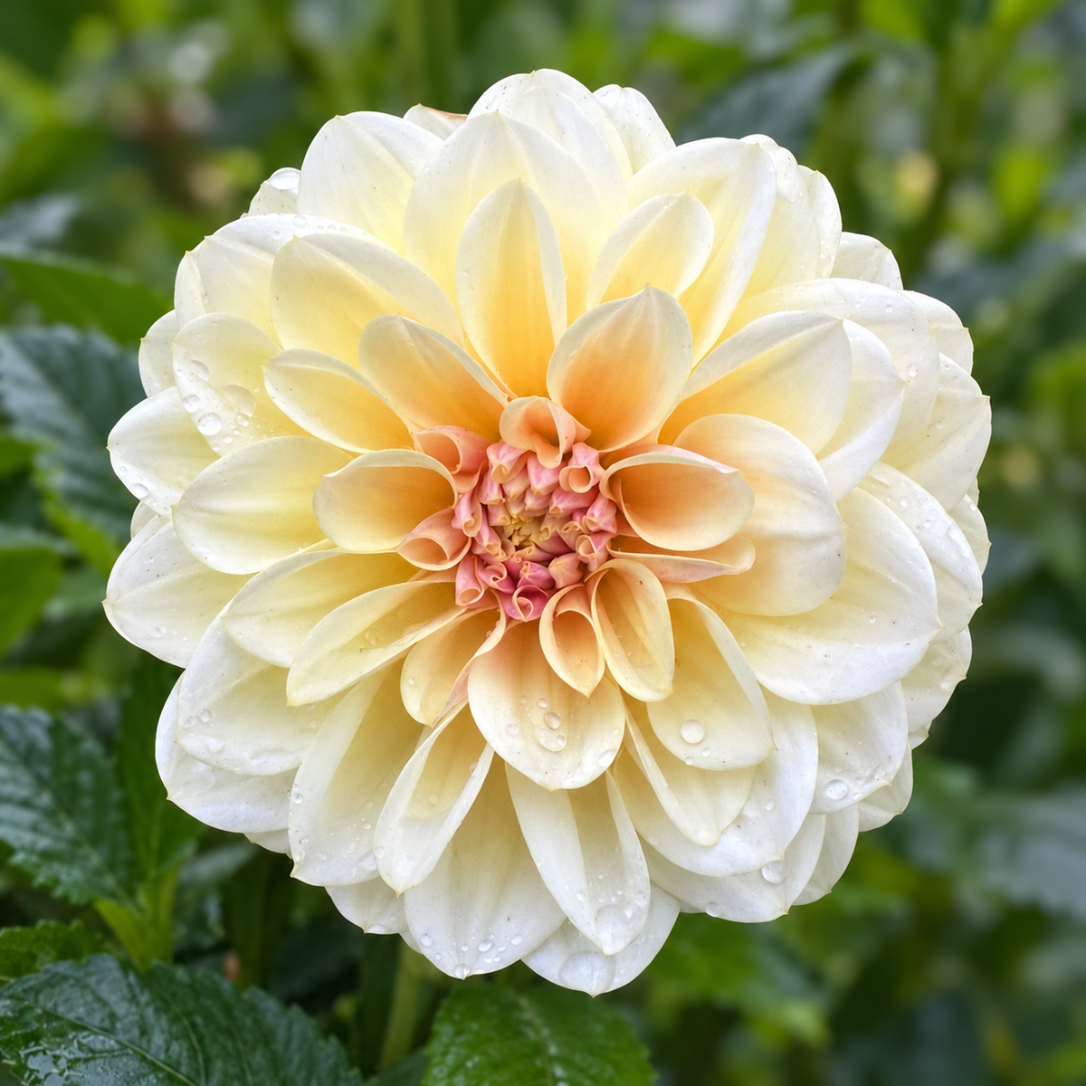 LTF Lemon Blush dahlia with creamy lemon petals and a soft pink center