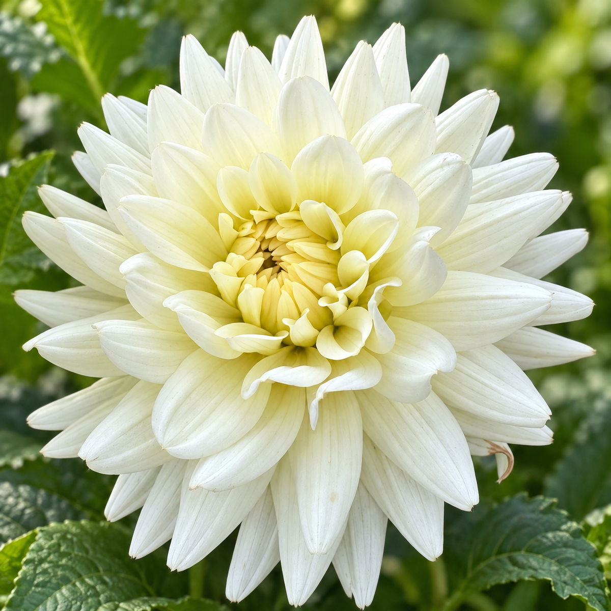 Tapioca creamy ivory and yellow informal decorative dahlia bloom grown at Peep & Petal Flower Farm