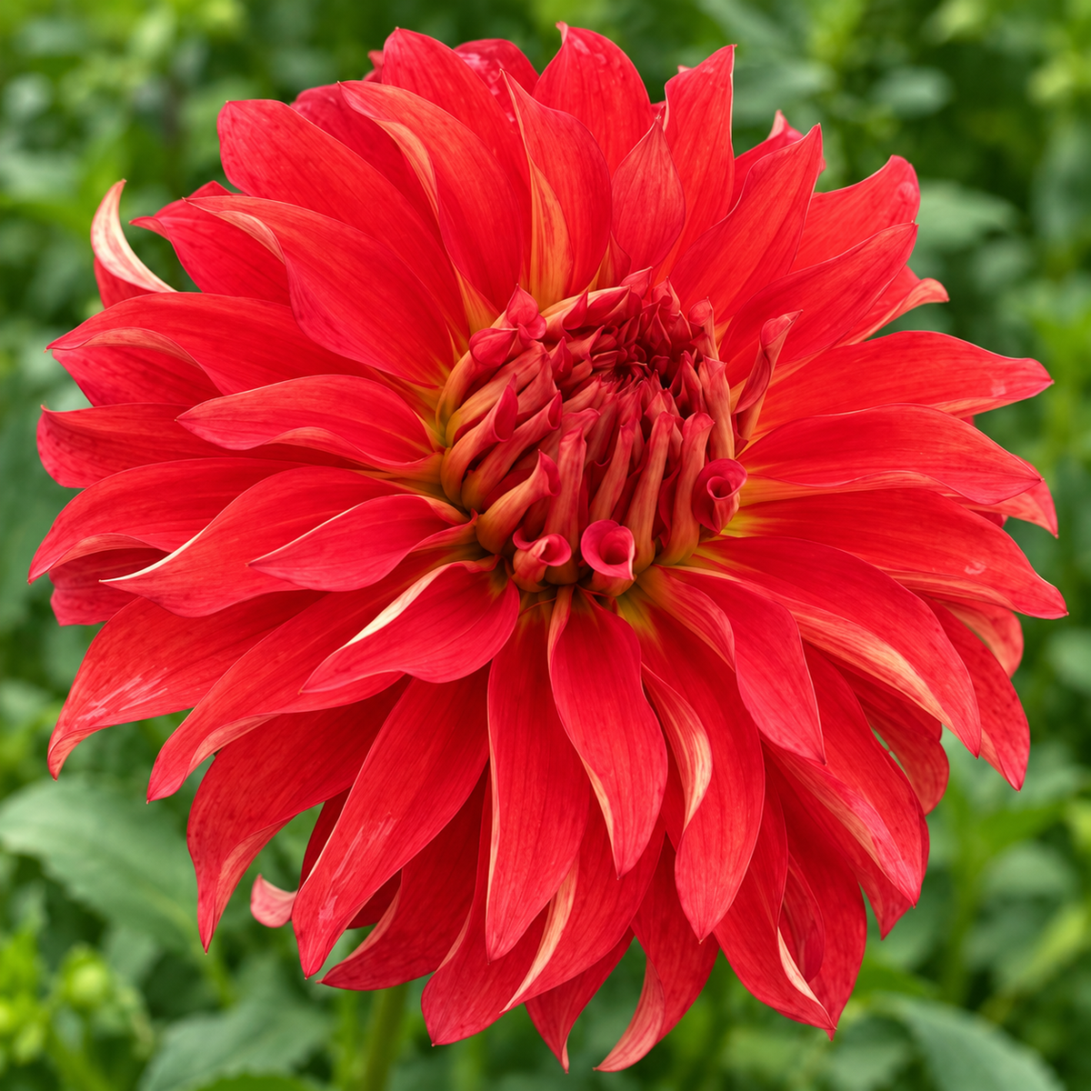 Bloomquist Gazelle red dahlia with yellow streaks