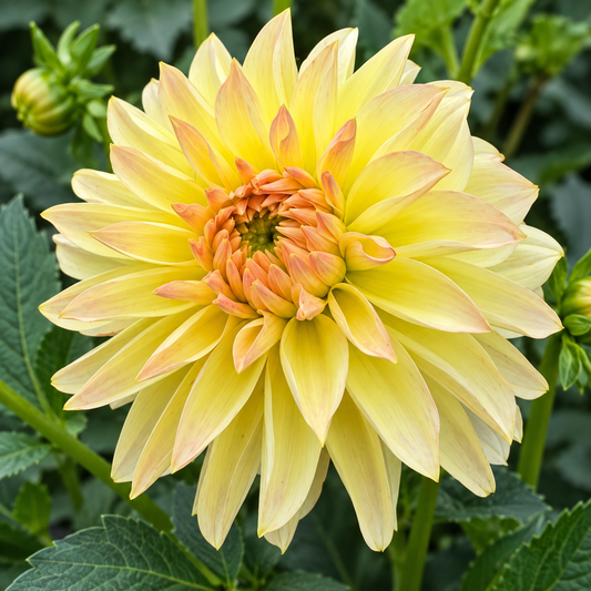 Born Sty yellow stellar dahlia bloom