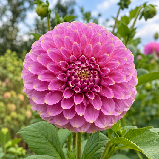Florelie Oracle dusty pink dahlia with gold tips grown at Peep & Petal Flower Farm