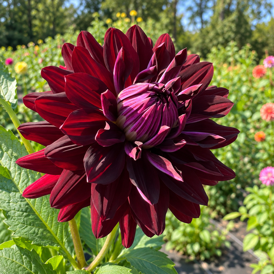 Hollyhill Black Beauty dahlia with velvety deep burgundy black red petals