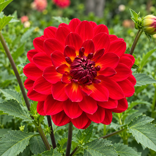 Red Velvet deep red decorative dahlia bloom