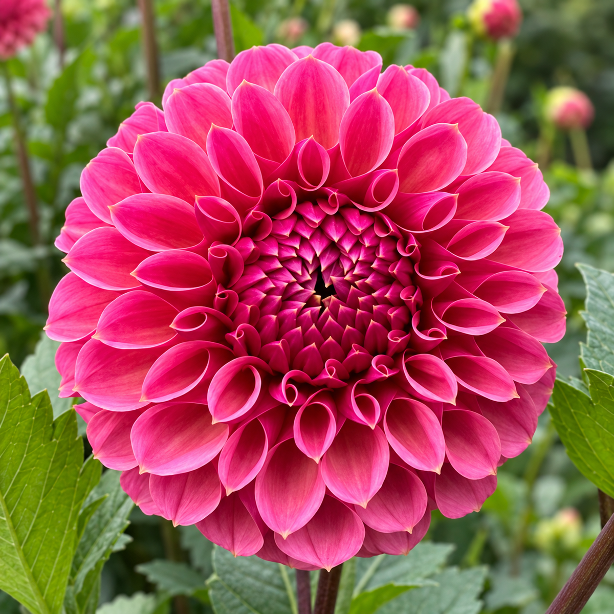 RM Berry Kiss dahlia grown at Peep & Petal with berry pink petals and deep raspberry center