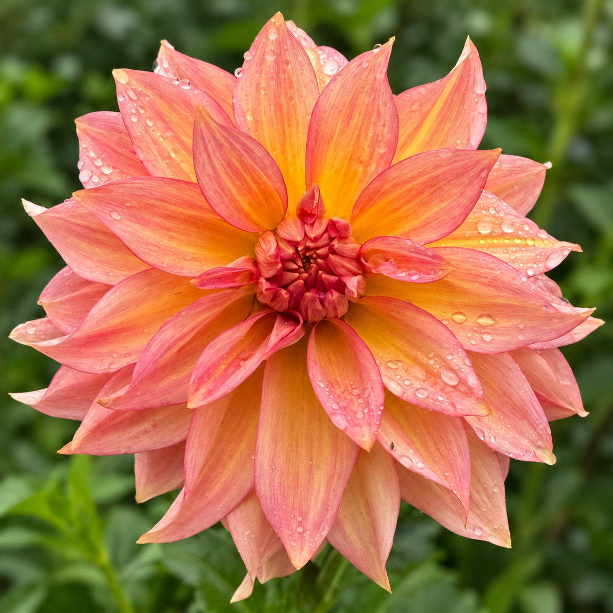 RM Gigi dahlia with peach-pink petals and warm yellow centers