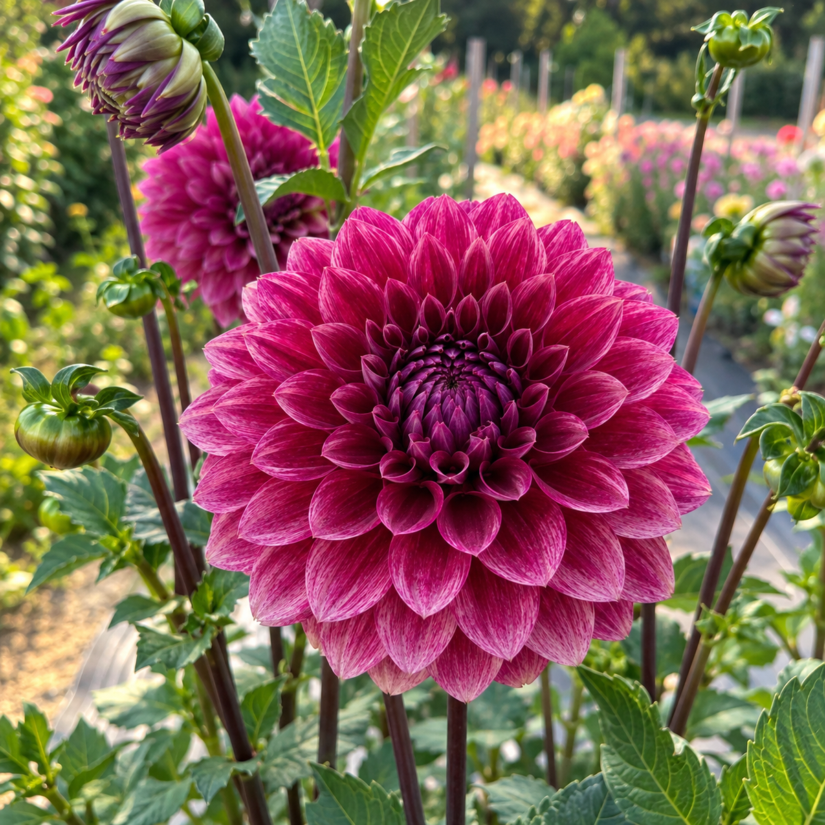 RM Smokeshow smoky raspberry formal decorative dahlia bloom